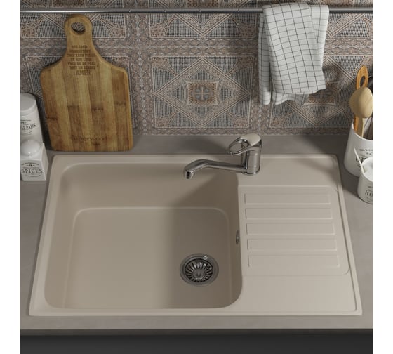 Кухонная мойка uperwood из искусственного камня UPD-400_прямоугольная, цвет лён 391020218