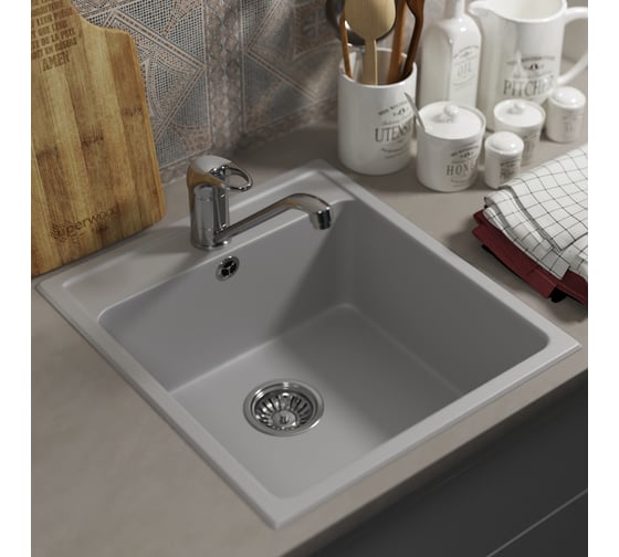 Кухонная мойка uperwood из искусственного камня UPD-406_прямоугольная, цвет дым 391020202