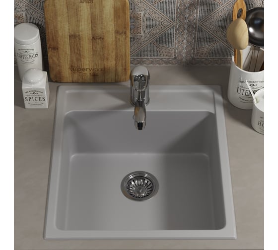 Кухонная мойка uperwood из искусственного камня UPD-406_прямоугольная, цвет дым 391020202