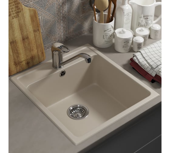 Кухонная мойка uperwood из искусственного камня UPD-406_прямоугольная, цвет лён 391020203