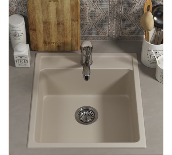 Кухонная мойка uperwood из искусственного камня UPD-406_прямоугольная, цвет лён 391020203