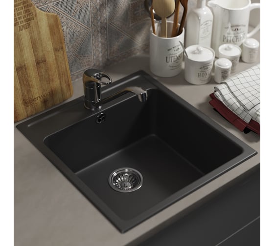 Кухонная мойка uperwood из искусственного камня UPD-406_прямоугольная, цвет уголь 391020200