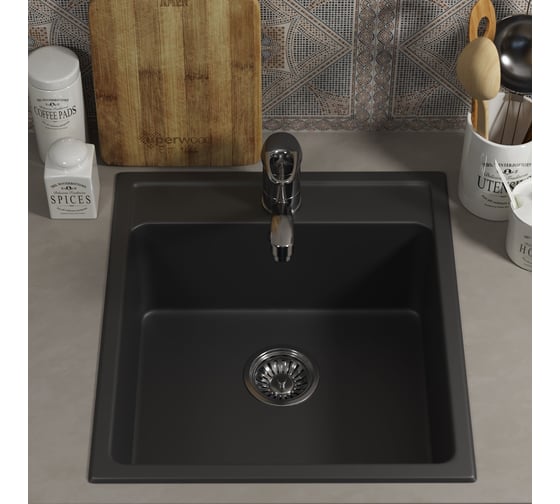 Кухонная мойка uperwood из искусственного камня UPD-406_прямоугольная, цвет уголь 391020200
