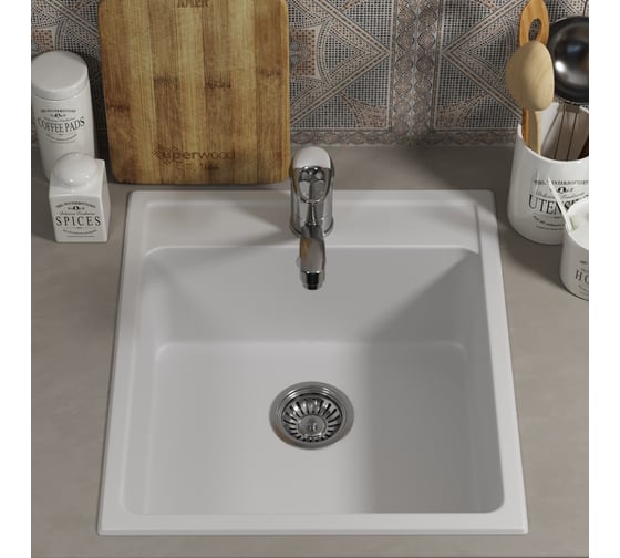Кухонная мойка uperwood из искусственного камня UPD-406_прямоугольная, цвет туман 391020201