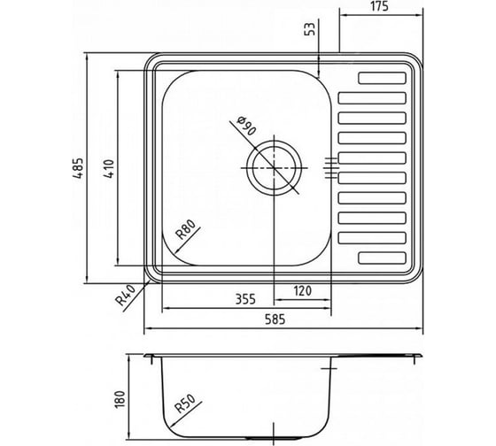 Мойка IDDIS Strit s нержавеющая сталь, полированная 585x485 STR58PDi77