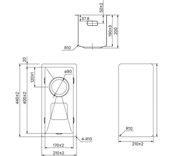 Мойка IDDIS Edifice нержавеющая сталь, универсального монтажа, графит 210x440 EDI21G0i77