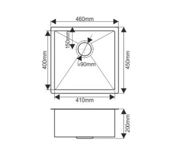Врезная мойка MELANA Profline 1.2/200, золото, квадратная D4645HG золото