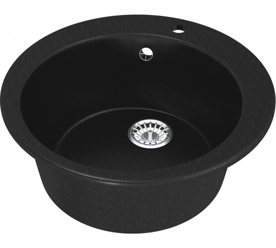 Мойкa MIXLINE круглая, ультра-черная 344, 495 мм глубина чаши 190 ML-GM13 547590 1