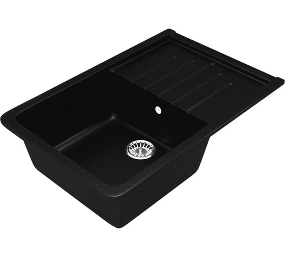 Мойка MIXLINE ML-GM19 с крылом, ультра-черная 344, 495х750х200 мм 547596 1