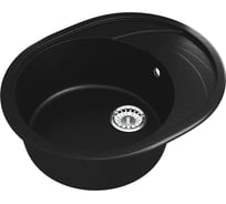 Мойка MIXLINE ML-GM17 овальная с крылом, ультра-черная 344, 465*570*180мм 547594