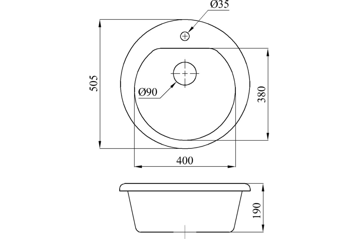 Размеры круглой мойки для кухни из искусственного камня
