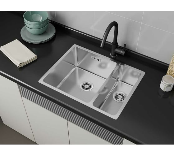 Врезная кухонная мойка GreenStone нержавеющая сталь GS 340.10K L