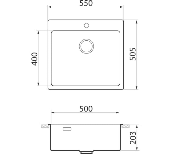 Врезная кухонная мойка GreenStone нержавеющая сталь GS 550.505.12K