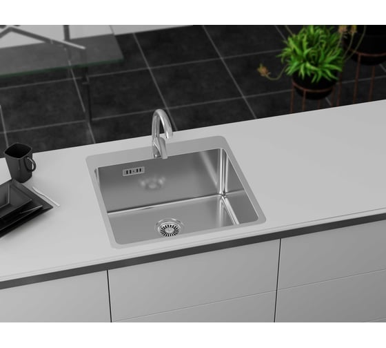 Врезная кухонная мойка GreenStone нержавеющая сталь GS 450.505.12K