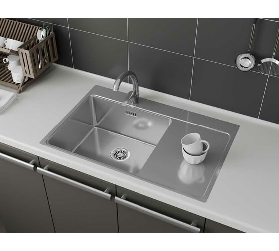 Врезная кухонная мойка GreenStone нержавеющая сталь GS 780.10K L