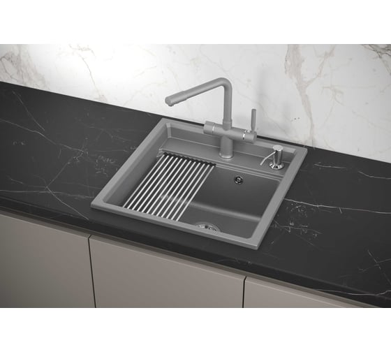 Кухонная мойка из кварца GRANULA KS-5002 АЛЮМИНИУМ