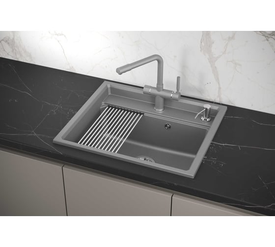 Кухонная мойка из кварца GRANULA KS-6003 АЛЮМИНИУМ