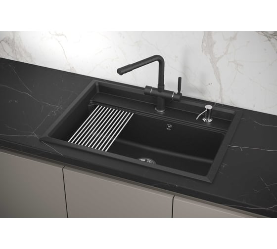 Кухонная мойка из кварца GRANULA KS-7301 ЧЕРНЫЙ