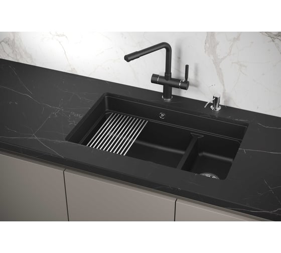 Кухонная мойка из кварца GRANULA KS-7304U ШВАРЦ