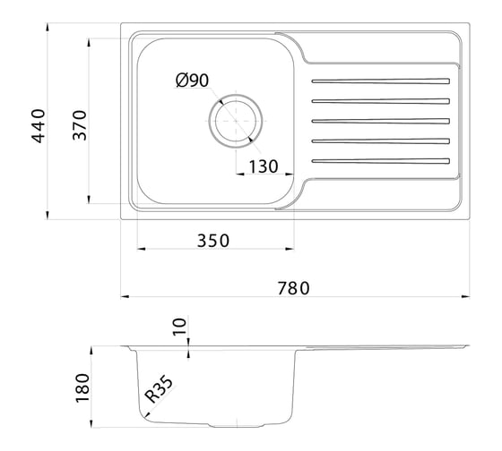 Мойка IDDIS Sound нержавеющая сталь, шелк, с крылом, 780x440x180 SND78SDi77