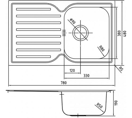 Мойка IDDIS Strit S нержавеющая сталь, шелк, 780x480 STR78SDi77
