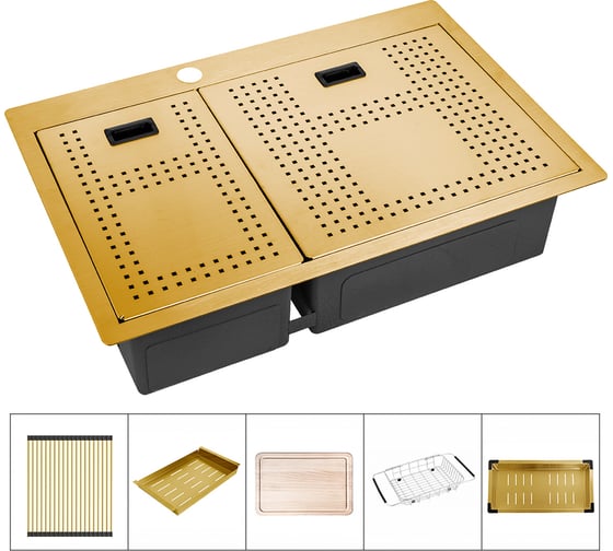 Мойка для кухни ZorG с накладкой ZM N-78-2-52-R BRONZE