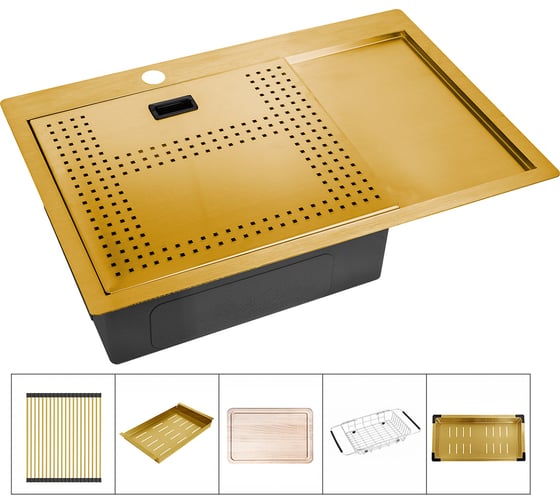 Мойка для кухни ZorG с накладкой ZM N-7852-L BRONZE