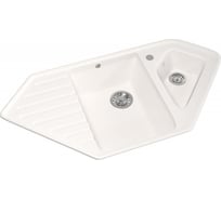 Угловая мойка MIXLINE ML-GM25 двухчашевая, с крылом, молоко 341, 500x970x200 мм 532406
