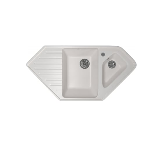 Угловая мойка MIXLINE ML-GM25 двухчашевая, с крылом, молоко 341, 500x970x200 мм 532406