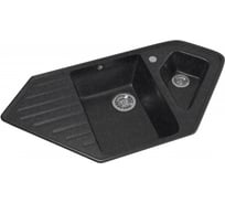 Угловая мойка MIXLINE ML-GM25 двухчашевая, с крылом, черная 308, 500x970x200 мм 525202