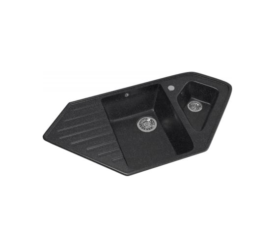 Угловая мойка MIXLINE ML-GM25 двухчашевая, с крылом, черная 308, 500x970x200 мм 525202 1