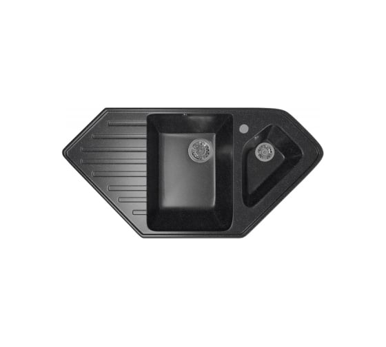 Угловая мойка MIXLINE ML-GM25 двухчашевая, с крылом, черная 308, 500x970x200 мм 525202