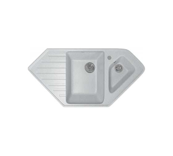 Угловая мойка MIXLINE ML-GM25 двухчашевая, с крылом, серая 310, 500x970x200 мм 525201