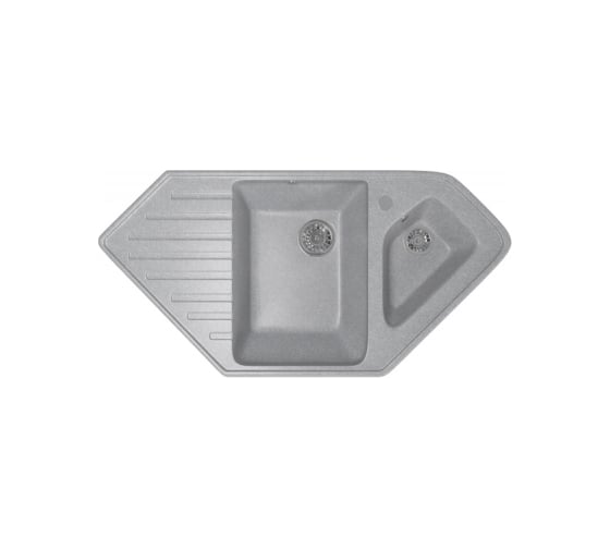 Угловая мойка MIXLINE ML-GM25 двухчашевая, с крылом, графит 342, 500x970x200 мм 533167