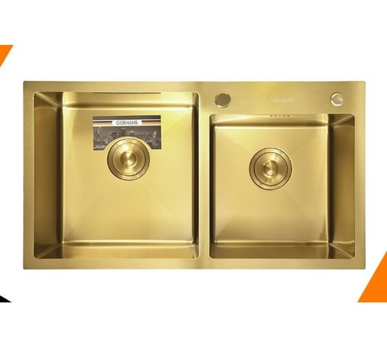 Кухонная мойка GERHANS из нержавеющей стали к37843g-s gold с pvd покрытием K37843G-S