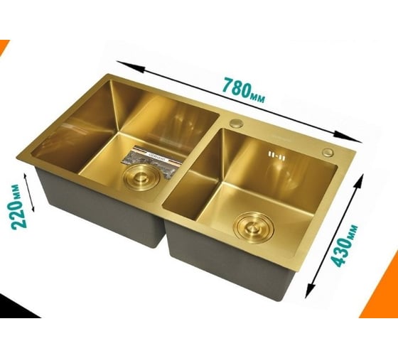 Кухонная мойка GERHANS из нержавеющей стали к37843g-s gold с pvd покрытием K37843G-S