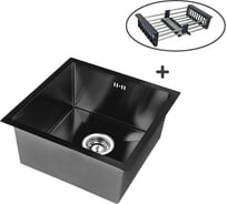 Комплект кухонная мойка из нержавеющей стали WISENT ws34444b (44x44 см) с коландером WS34444B/WGER019B/W302644B