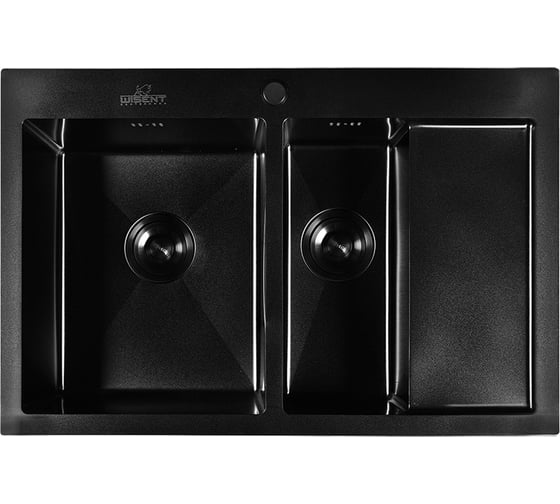 Комплект кухонная мойка WISENT из нержавеющей стали, с pvd покрытием, 78x51 см, с металлическим коландером WW37851B-SL/W30360B