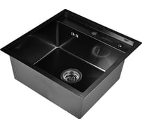 Комплект кухонная мойка из нержавеющей стали WISENT 5050b с pvd покрытием (50x50см) с раздвижным коландером и дозатором WS35050B/WGER019B/W405B/W302644B