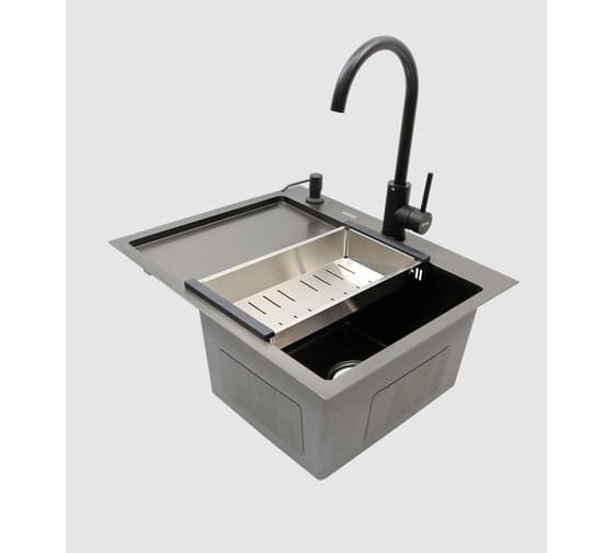 Мойка с дозатором AVINA 5848 R black
