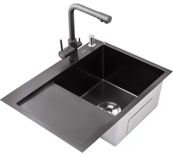 Мойка с дозатором AVINA 6848 R black