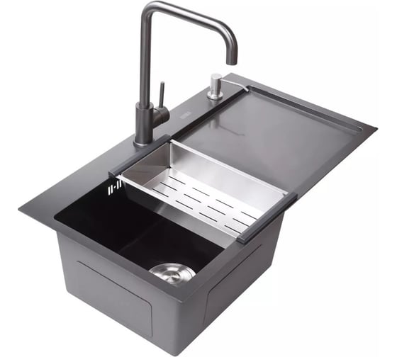 Мойка с дозатором AVINA 6848 L black 1