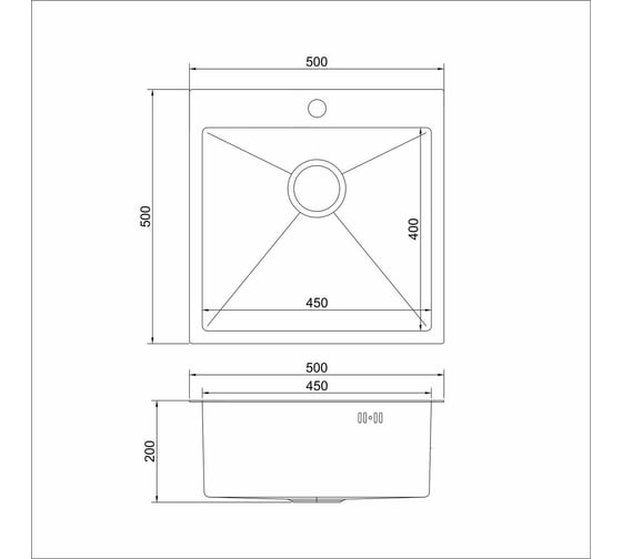 Мойка настольного монтажа MIXLINE Pro 50x50х20 см, 3 мм, выпуск 3 1/2, с сифоном, золото 550548
