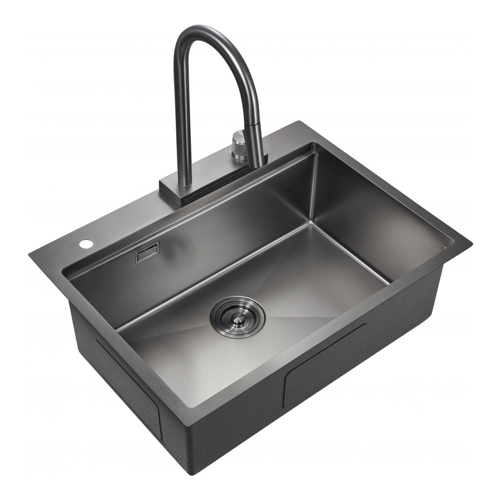 Кухонная мойка со смесителем MILACIO Denia 68 Steel сталь воронёная MC ...