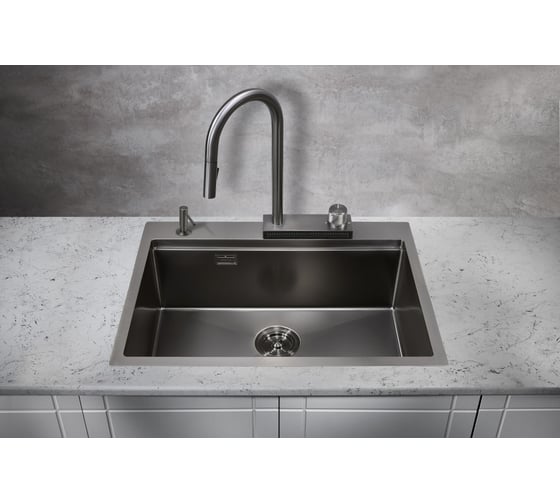 Кухонная мойка со смесителем MILACIO Denia 68 Steel сталь воронёная MC.77419