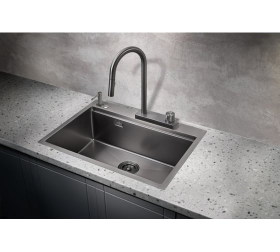Кухонная мойка со смесителем MILACIO Denia 68 Steel сталь воронёная MC.77419