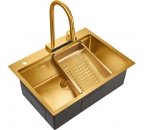 Кухонная мойка со смесителем MILACIO Denia 68 Steel золото MC.77418