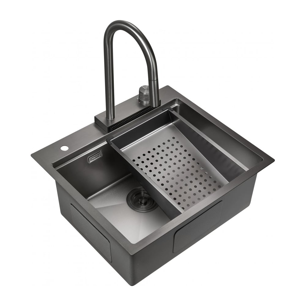 Кухонная мойка со смесителем MILACIO Denia 57 Steel сталь воронёная MC ...