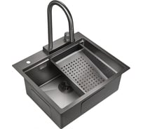 Кухонная мойка со смесителем MILACIO Denia 57 Steel сталь воронёная MC.77409
