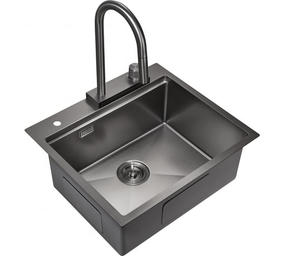 Кухонная мойка со смесителем MILACIO Denia 57 Steel сталь воронёная MC.77409